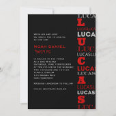 Lucas Cool Moderne Bar Mitzvah Einladung Red Black (Vorderseite)