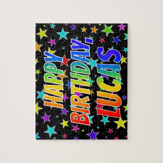 "LUCAS" First Name, Fun "HAPPY BIRTHDAY" Puzzle (Vertikal)