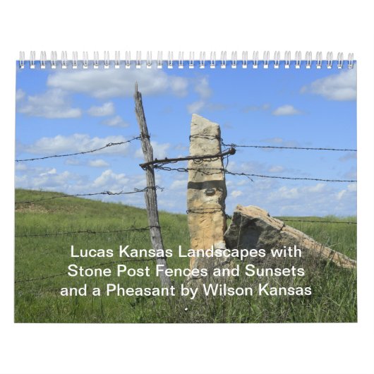 Lucas Kansas Landscapes Sunset Stone Post Calendar Kalender (Titelbild)