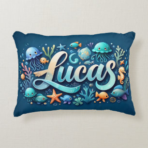 Lucas Name Ocean Thema Dekorative Meeresleben Dekokissen