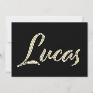 Lucas Name white gold Handwriting Karte