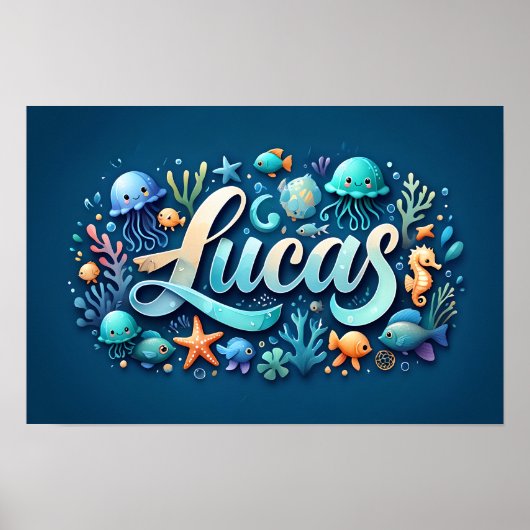 Lucas Ocean Kinderzimmer Unterwassertiere Poster (Vorne)