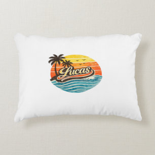 Lucas Retro-Sonnenuntergangs-Name-Design Dekokissen