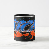 Lucas Vorname Name Graffiti blue orange Tasse (Zentrum)