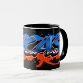 Lucas Vorname Name Graffiti blue orange Tasse (VorderseiteRechts)