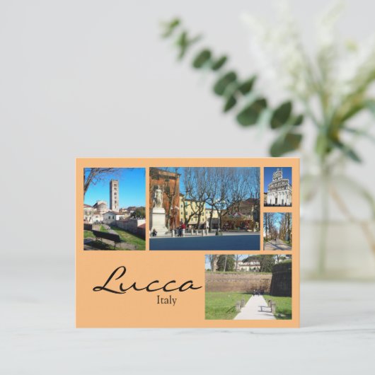 Lucca Collage Postkarte (Stehend Vorderseite)