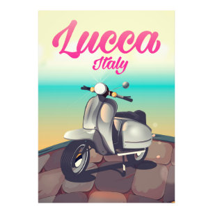Lucca Italien Roller-Reiseplakat-Druck. Fotodruck