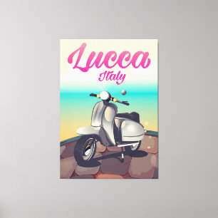 Lucca Italien Roller-Reiseplakat-Druck. Leinwanddruck