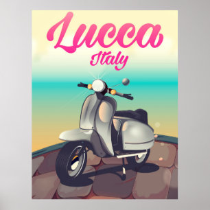 Lucca Italien Roller-Reiseplakat-Druck. Poster