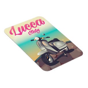 Lucca Italy Scooter Reiseplakat drucken. Magnet