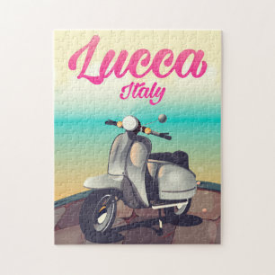 Lucca Italy Scooter Reiseplakat drucken. Puzzle