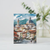 Lucca Italy Street Wasserfarbenmalerei Postkarte (Stehend Vorderseite)