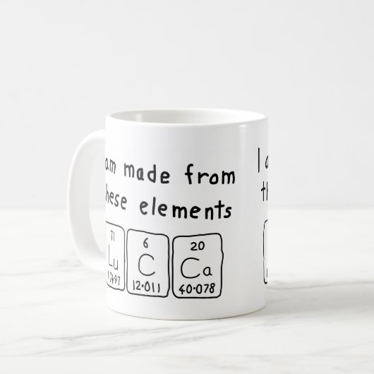 Lucca Periodenname Tasse (Vorderseite Links)