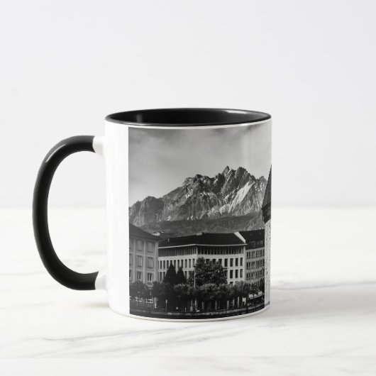 Lucerne city chapel bridge black/white photo mug tasse (Links)