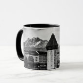 Lucerne city chapel bridge black/white photo mug tasse (Vorderseite Links)