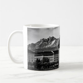 Lucerne city chapel bridge black/white photo mug tasse