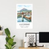 Lucerne Reise-Kunstprint Schweizer Stadtansicht un Poster (Heimbüro)