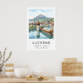 Lucerne Reise-Kunstprint Schweizer Stadtansicht un Poster (Küche)