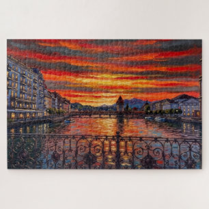 Lucerne Sonnenuntergangs-Glanz: Galerie-Edition Puzzle