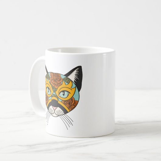 Lucha Libre Cat Kaffeetasse (Vorderseite Links)