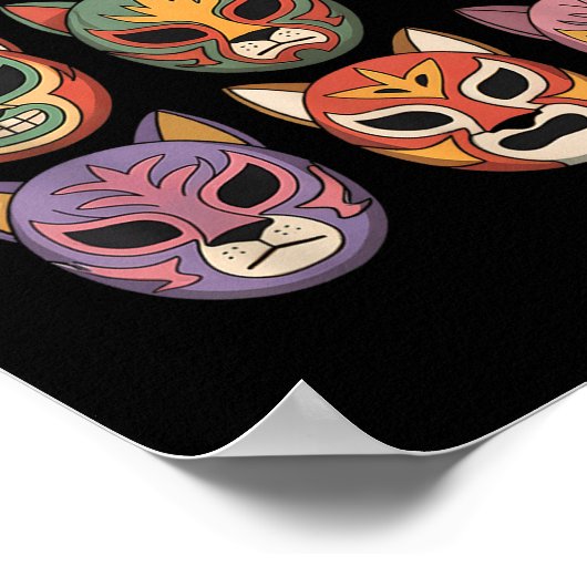 Lucha Libre Cat Mask Funny Luchador Mask Gato  Poster (Ecke)