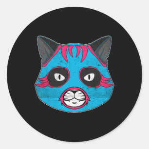 Lucha Libre Cat Wears Luchador Wrestling Mask Runder Aufkleber