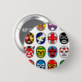 Lucha Libre Luchador mexikanische Wrestling-Masken Button (Vorne & Hinten)