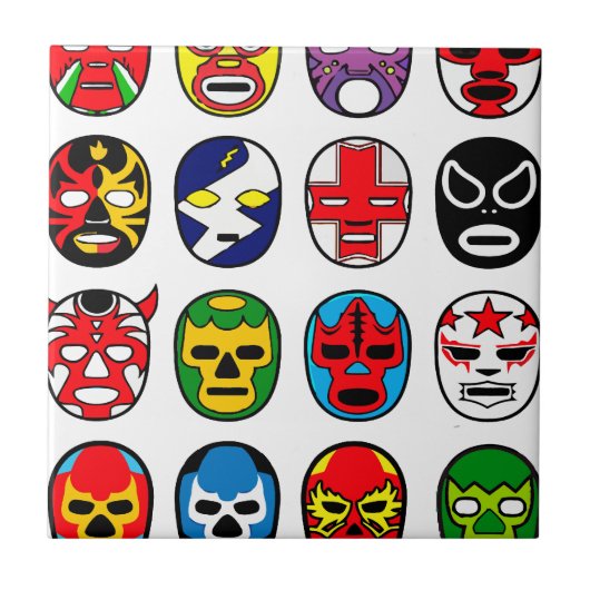 Lucha Libre Luchador mexikanische Wrestling-Masken Fliese (Vorderseite)