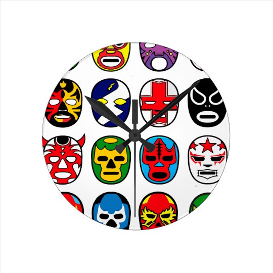 Lucha Libre Luchador Mexikanische Wrestling Masken Runde Wanduhr Zazzle De