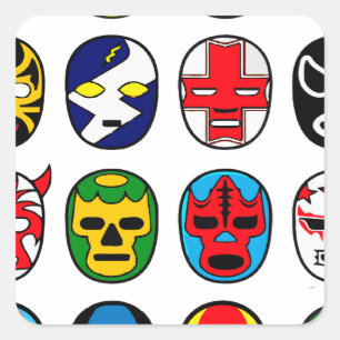 Lucha Libre Luchador Mexikanischer Wrestling Maske Quadratischer Aufkleber