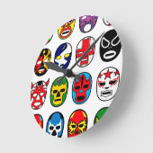 Lucha Libre Luchador Mexikanischer Wrestling Maske Runde Wanduhr (Winkel)