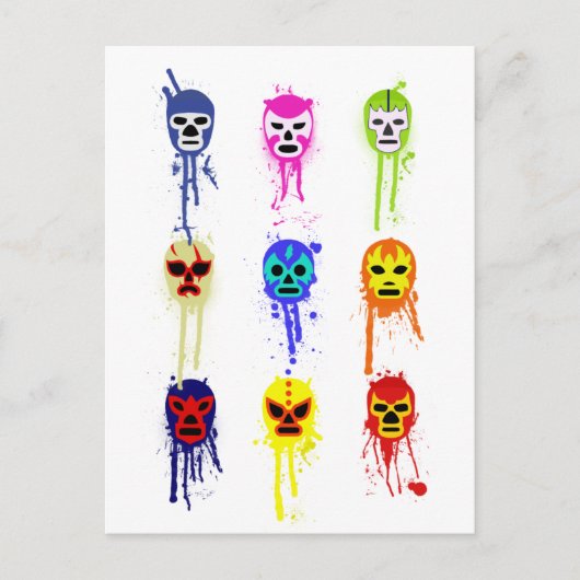 Lucha Libre Maske mexikanischer Wrestling Paint Tr Postkarte (Vorderseite)