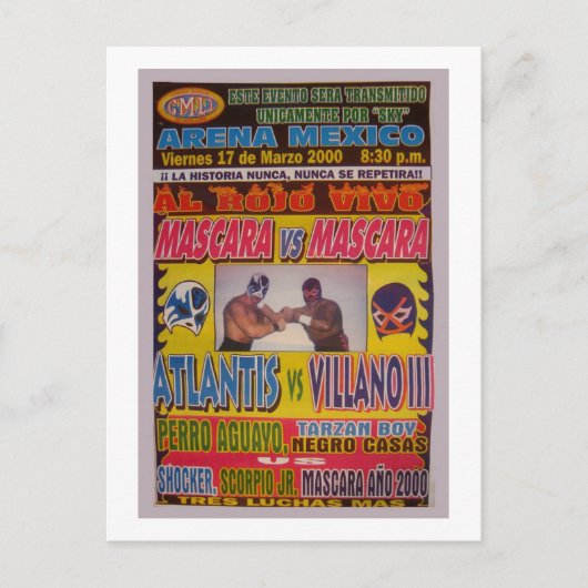 Lucha Libre Match-Plakat Postkarte (Vorderseite)
