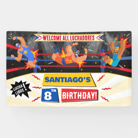 Lucha Libre Mexikanischer Wrestling Geburtstag Banner (Horizontal)