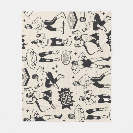 Lucha Libre: Mexikanisches Wrestler-Muster Fleecedecke (Vorderseite)