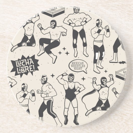 Lucha Libre: Mexikanisches Wrestler-Muster Getränkeuntersetzer (Vorne)