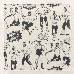 Lucha Libre: Mexikanisches Wrestler-Muster Glasuntersetzer