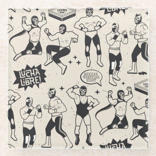 Lucha Libre: Mexikanisches Wrestler-Muster Glasuntersetzer (Vorderseite)