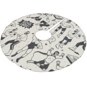 Lucha Libre: Mexikanisches Wrestler-Muster Polyester Weihnachtsbaumdecke (Schrägansicht)