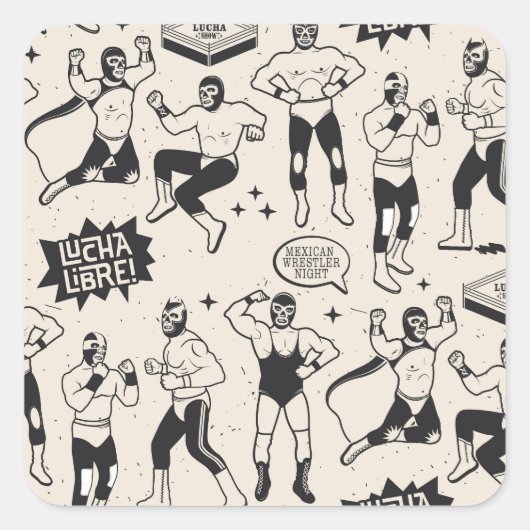 Lucha Libre: Mexikanisches Wrestler-Muster Quadratischer Aufkleber (Vorderseite)