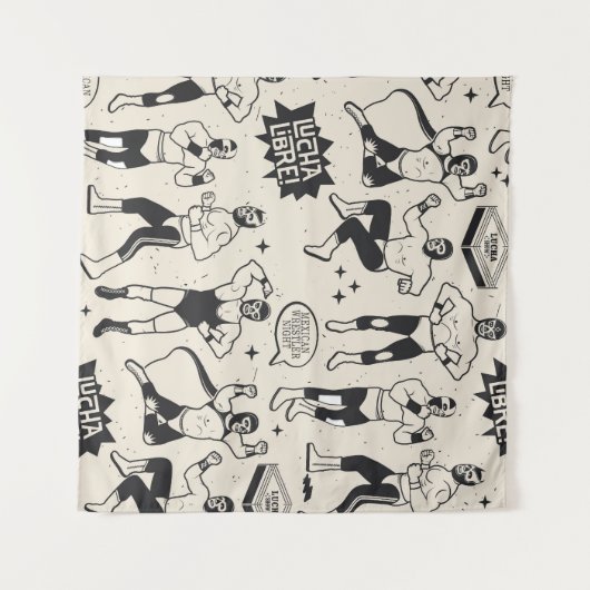 Lucha Libre: Mexikanisches Wrestler-Muster Wandteppich (Vorderseite (Horizontal))