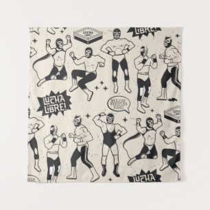 Lucha Libre: Mexikanisches Wrestler-Muster Wandteppich