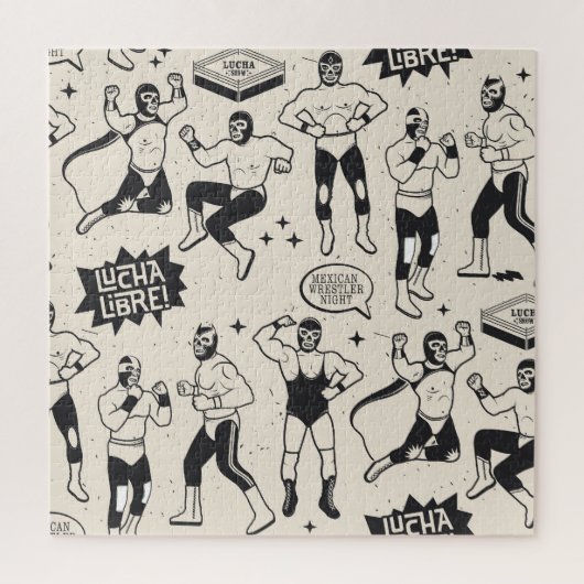 Lucha Libre: Muster mexikanischer Wrestler Puzzle (Vertikal)