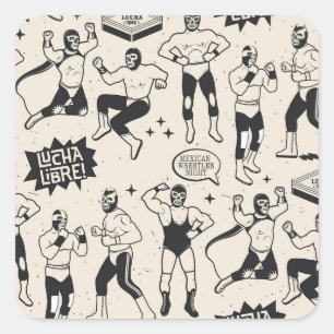 Lucha Libre: Muster mexikanischer Wrestler Quadratischer Aufkleber