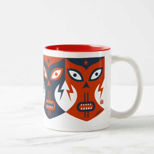 Lucha Libre Red White Blue Mexiko Wrestling Mask Zweifarbige Tasse (Rechts)