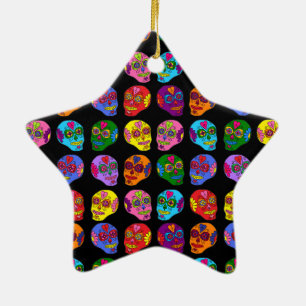 Lucha Libre Sugar Skull Keramik Ornament