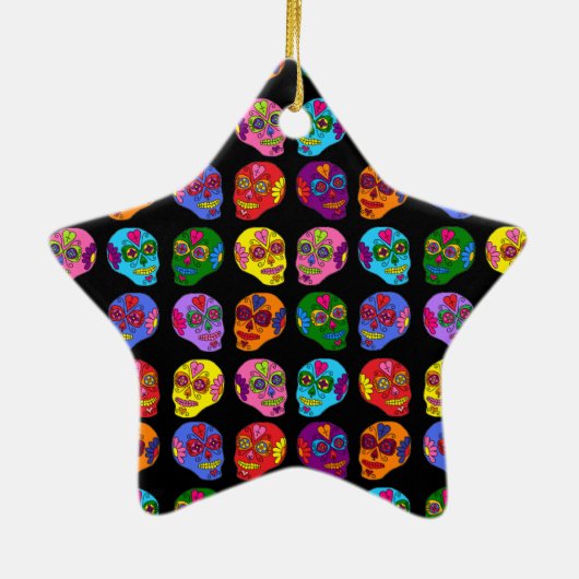 Lucha Libre Sugar Skull Keramik Ornament (Hinten)