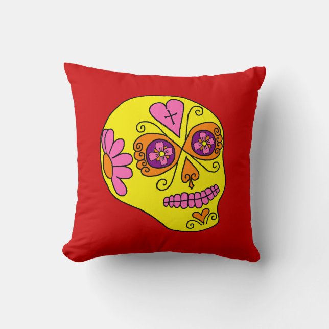 Lucha Libre Sugar Skull Kissen (Vorderseite)