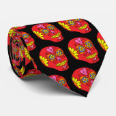 Lucha Libre Sugar Skull Krawatte (Gerollt)