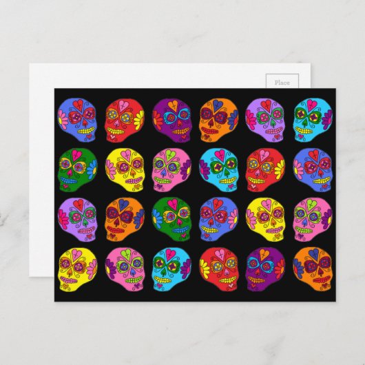 Lucha Libre Sugar Skull Postkarte (Vorne/Hinten)